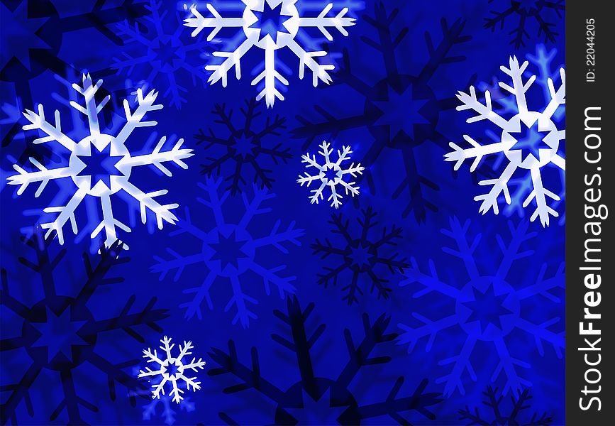 Illustration of snowflakes on blue background. Illustration of snowflakes on blue background