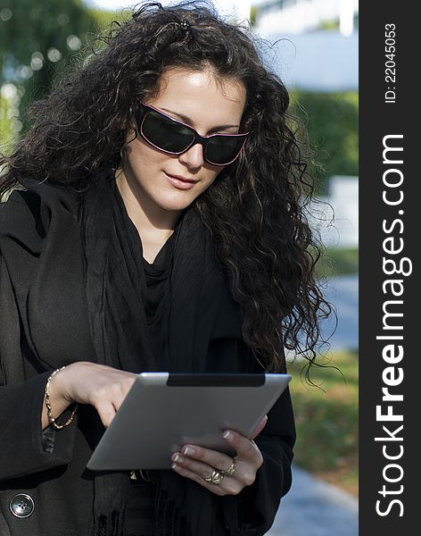 Young woman and  tablet pc