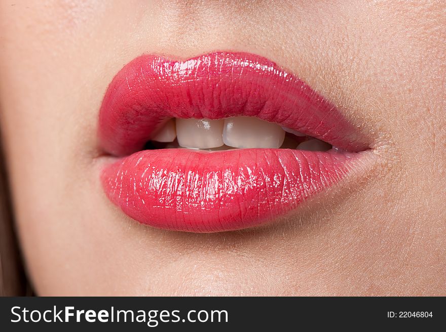 Close-up portrait of sexy, sensual, seductive lips. Close-up portrait of sexy, sensual, seductive lips