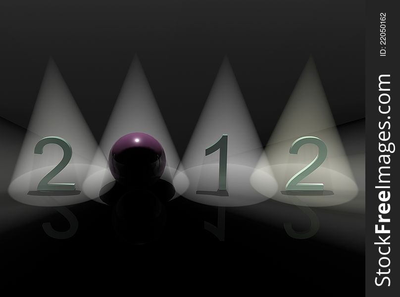 New year of 2012 numbers under spots. New year of 2012 numbers under spots