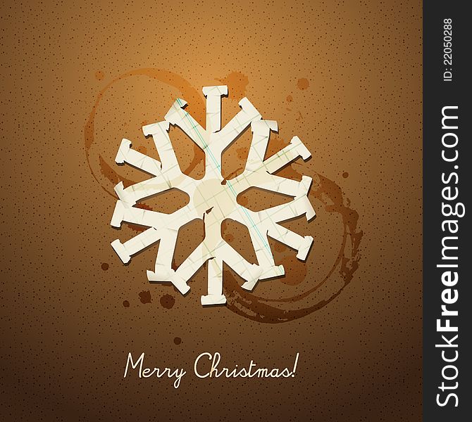 Ripped paper snowflake Christmas background design. Ripped paper snowflake Christmas background design