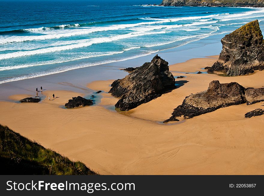 Bedruthen Steps in Cornwall UK