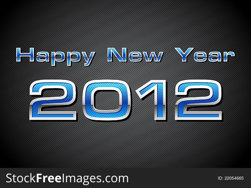 Illustration of happy new year 2012 text in metallic look