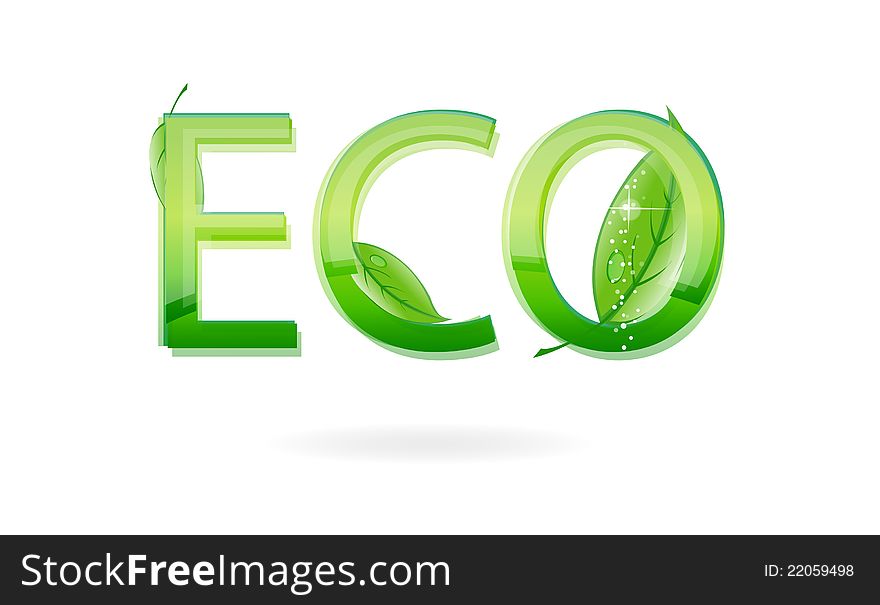 Nature eco sign green color on the white