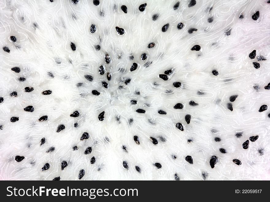 Closeup background photo of fresh Dragon Fruit full of seeds