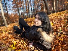 Woman Lying In Fallen Leaves Royalty Free Stock Image Woman Lying In Fallen Leaves Royalty Free Stock Image