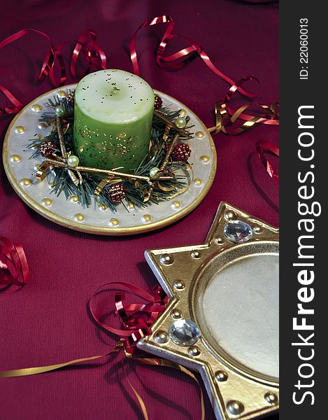 Christmas decoration arrangement with candle. Christmas decoration arrangement with candle
