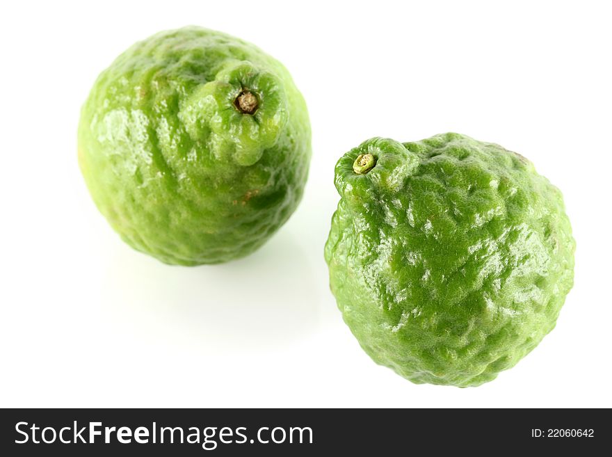 Fresh and shiny Kaffir Lime, important ingredient to make Asian food