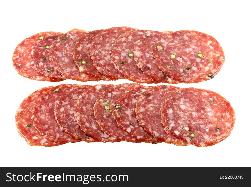 Closeup photo of fresh spicy Pepper Salami / Pepperoni