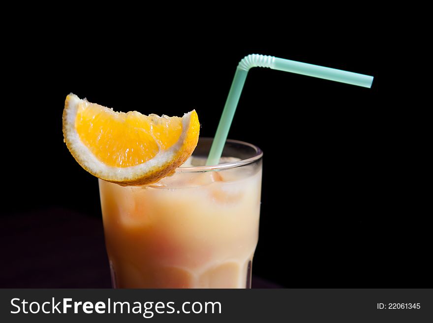Exotic cocktail drink isolated on black
