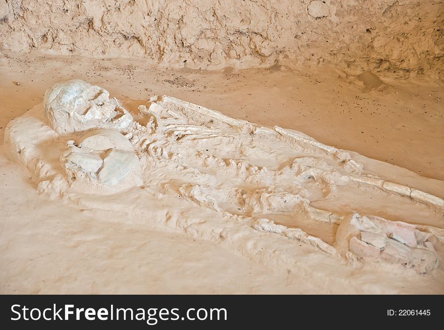 Human fossil with pottery in Kanchanaburi,Thailand. Human fossil with pottery in Kanchanaburi,Thailand