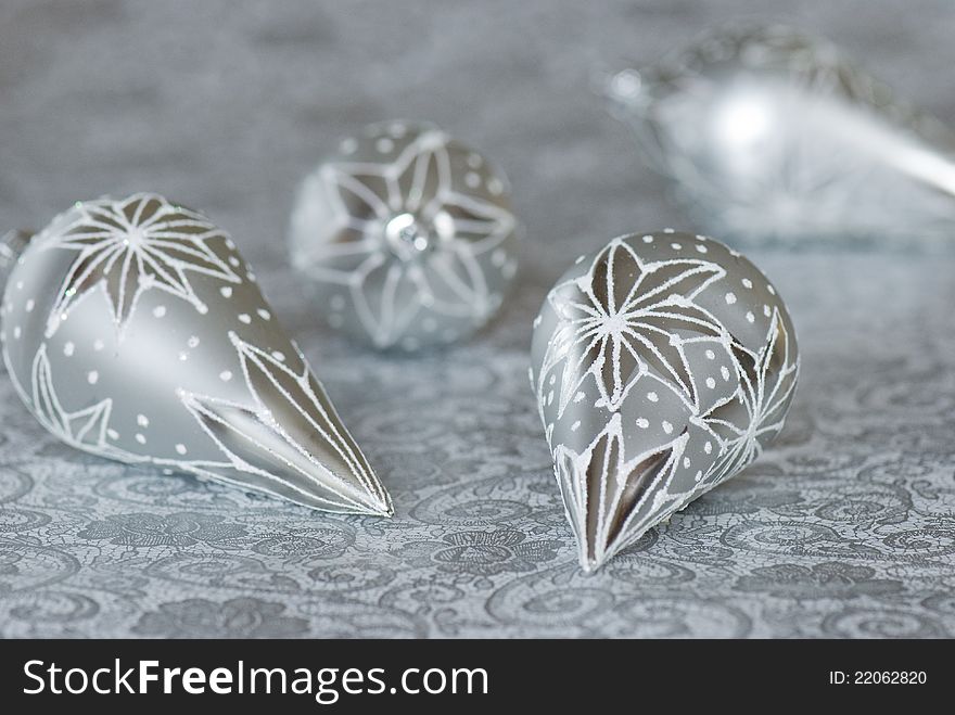 Beautiful silver glass christmas ornaments. Beautiful silver glass christmas ornaments