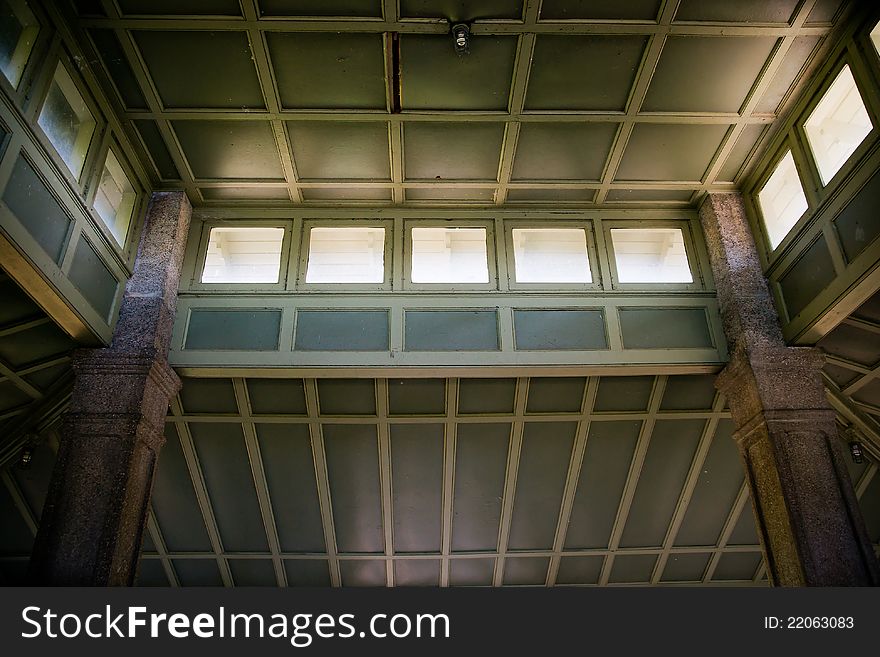 Interior architectural detail of the ceiling of the historic pavilion at Rockcliffe Park in Ottawa, Ontario Canada. Interior architectural detail of the ceiling of the historic pavilion at Rockcliffe Park in Ottawa, Ontario Canada.