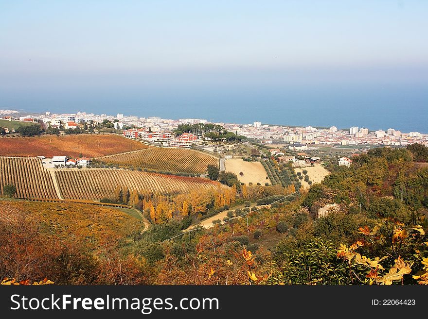 The picturesque landscape - Autumn in Italy. Photographed from a high point