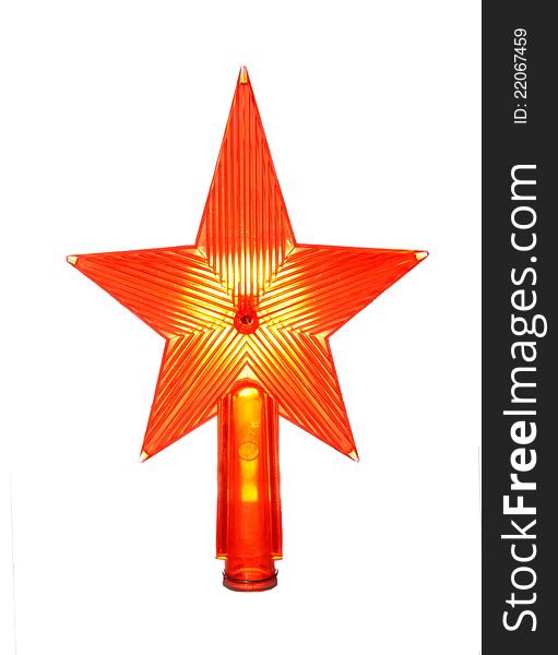 The burning red star costs on a table. The burning red star costs on a table