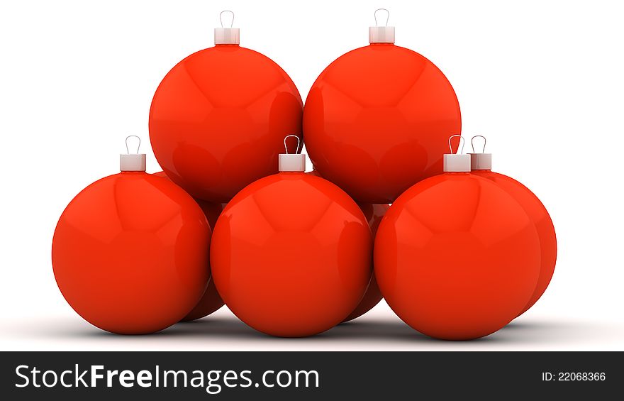 Pyramid from Christmas spheres of orange color