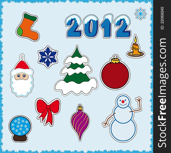 Collection of cute Christmas stickers