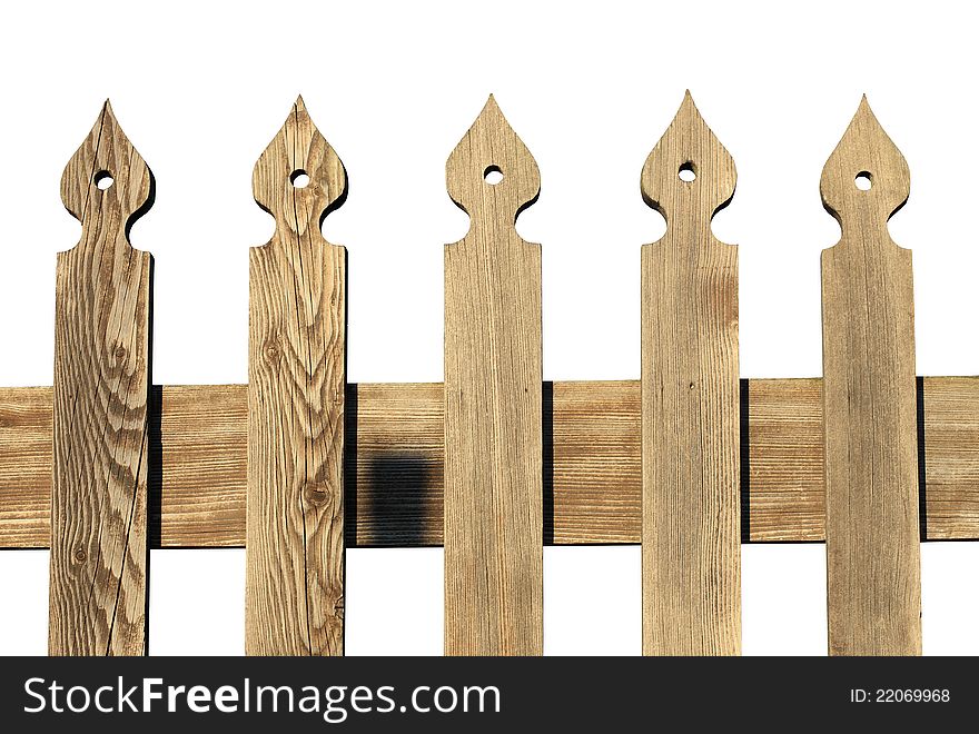 Detail of a wooden gate isolated on white background