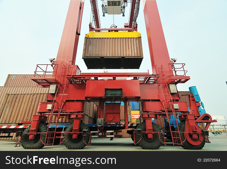 Stacks container blocks at shipping harbor，which taken in china. Stacks container blocks at shipping harbor，which taken in china