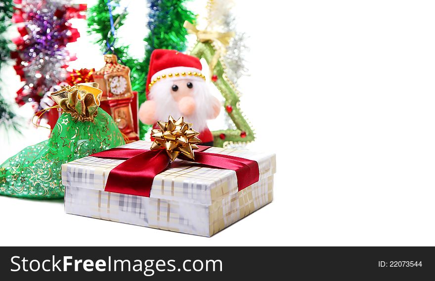 Colorful Christmas card with Santa and decorations. Colorful Christmas card with Santa and decorations