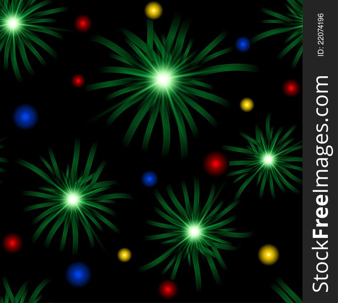 Abstract christmas background with lights and boughs. Eps10. Clipping mask