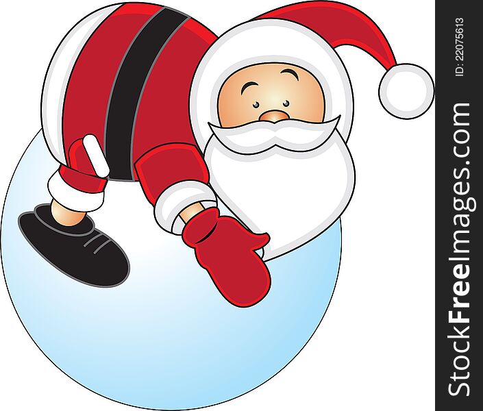Amusing Santa on a snow clod. Amusing Santa on a snow clod