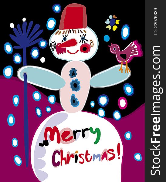 Picture of a snowman. It conveys a festive and frosty Christmas greetings!. Picture of a snowman. It conveys a festive and frosty Christmas greetings!