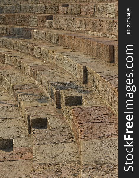 Detailed view of the stairs in the amphitheater in Verona (Italy)