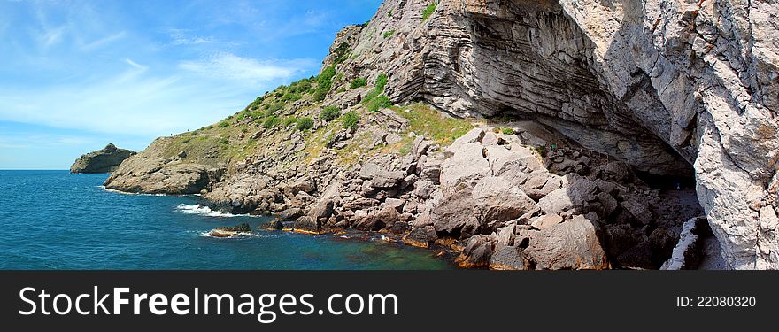 Panorama of mountains at the sea