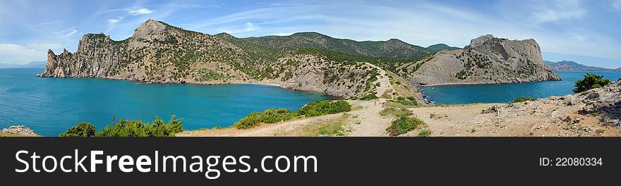 Panorama of mountains at the sea