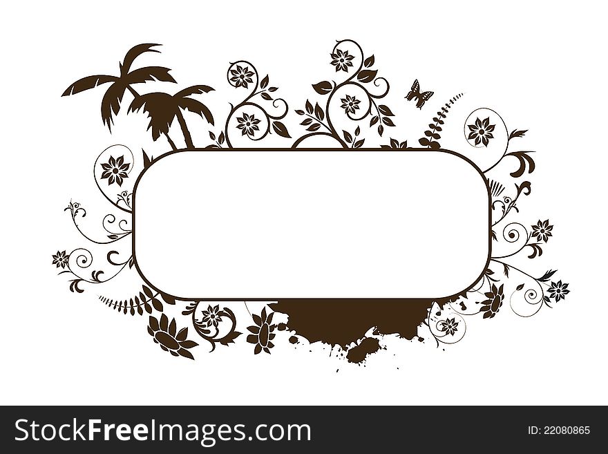 Frame with floral elements on white