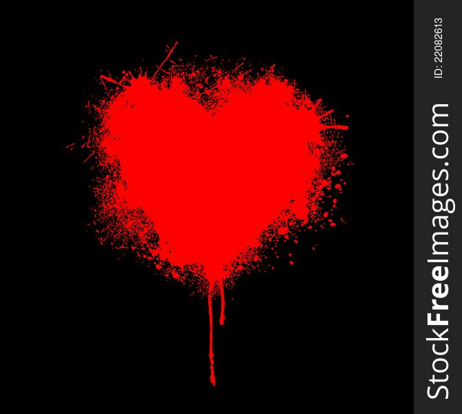 Illustration of heart made of grunge on black background. Illustration of heart made of grunge on black background
