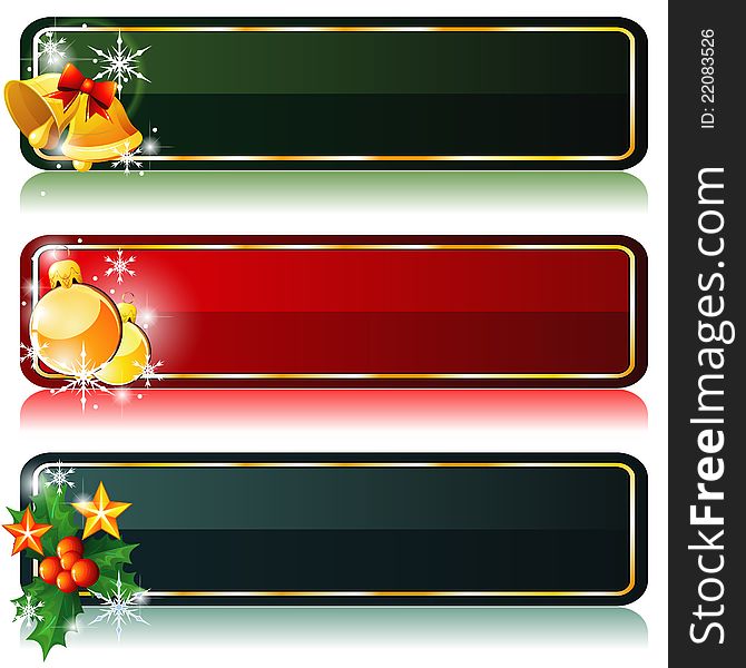 Set of colorful winter banners with holiday decorations. Set of colorful winter banners with holiday decorations