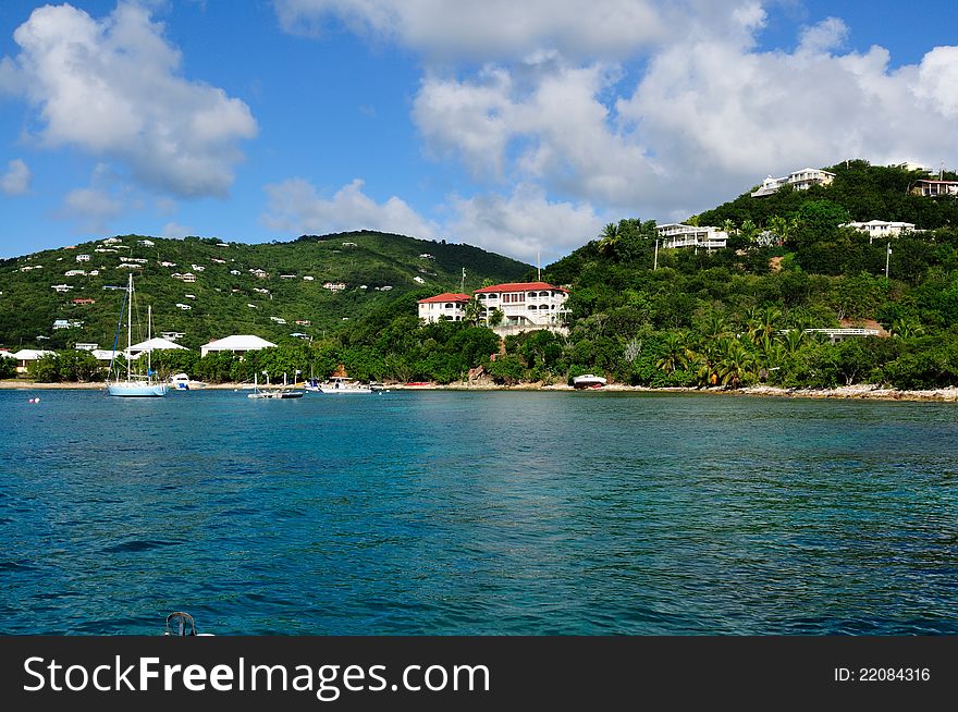 Tropical Coastline on St. John, US Virgin Island (USVI) In the Caribbean sea