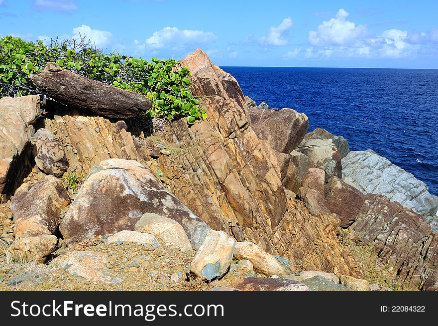 Water entrance to Megans Bay on St. Thomas, US Virgin Island (USVI) In the Caribbean