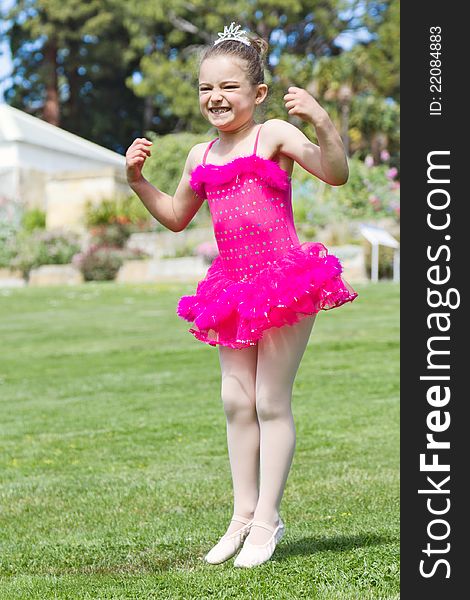 A happy little ballerina jumping in excitemant. A happy little ballerina jumping in excitemant.
