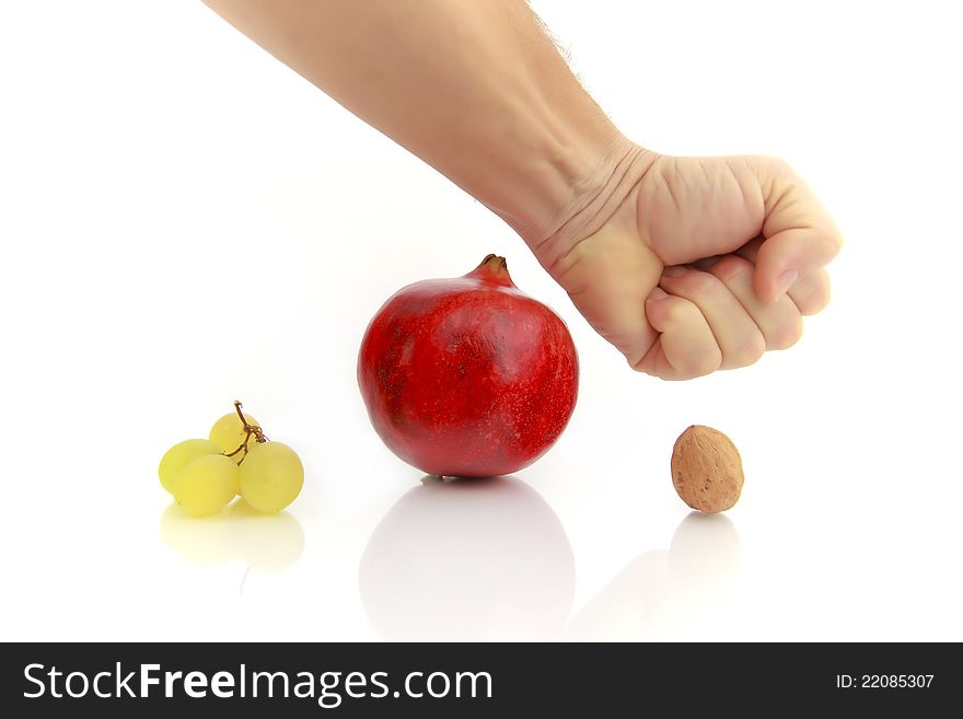 Grapes,walnuts And Pomegranate