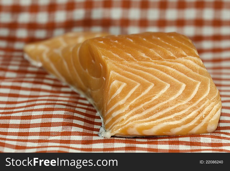 A piece of fresh salmon