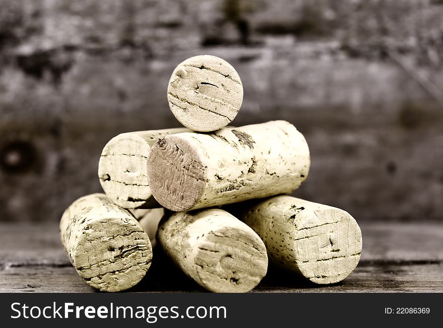 Corks of Bordeaux wine in bulk