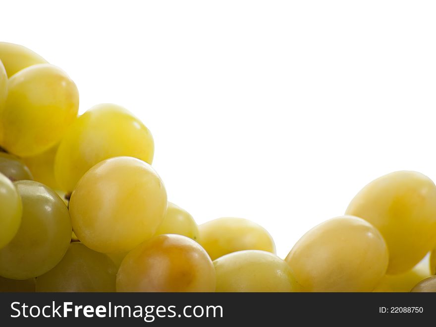 Close-up of a bunch of grapes on a white background