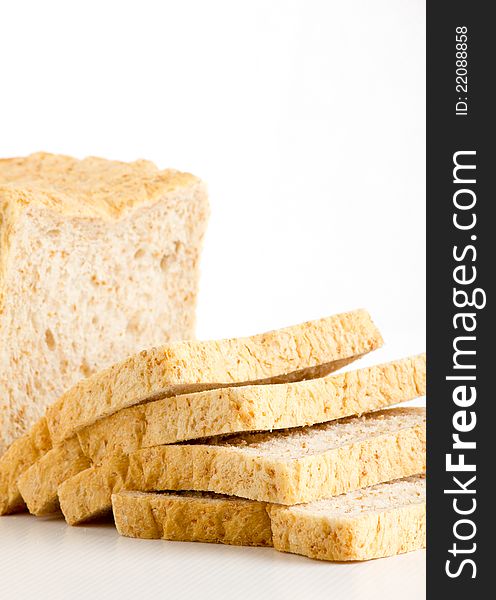The bread cut on white background