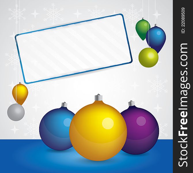 Vector Christmas background composition with Christmas balls and banner for your text. Vector Christmas background composition with Christmas balls and banner for your text