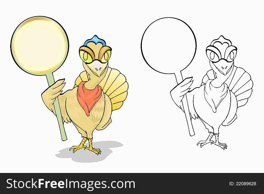 Illustration of unique thanksgiving icon in color and black white outline