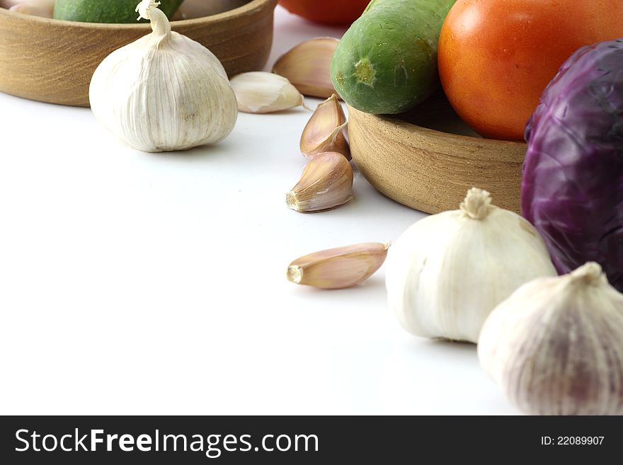 Vegetable close up on white background