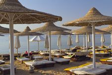 Deck Chairs On A Beach (Egypt) Royalty Free Stock Photo Deck Chairs On A Beach (Egypt) Royalty Free Stock Photo