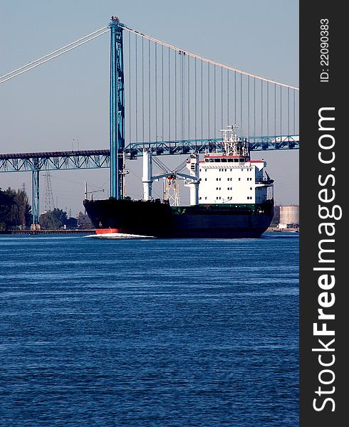 Ship on Detroit River