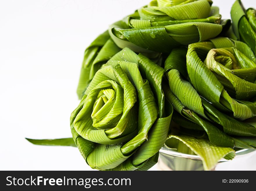 A group of roses made from Pandanus leaves. A group of roses made from Pandanus leaves