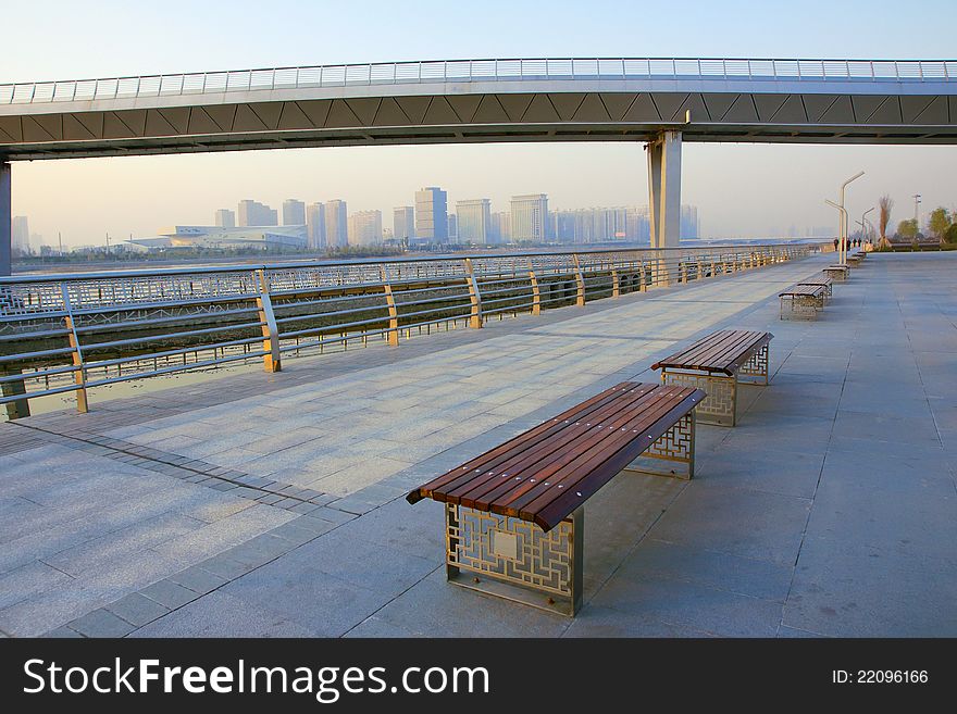 The benches on the city park