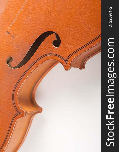 Closeup with violin details studio isolated. Closeup with violin details studio isolated