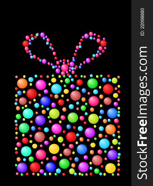 Abstract gift with different colors of balls. Abstract gift with different colors of balls